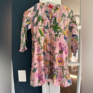 EUC Banjanan pink Floral long sleeve dress, Size 8